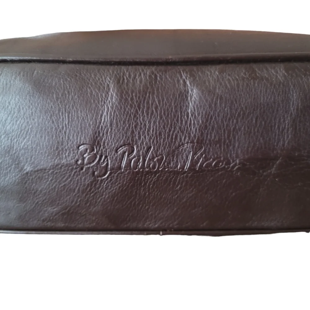 Paloma Picasso‎ Vintage Chocolate Brown Gold Logo Crossbody Shoulder Bag